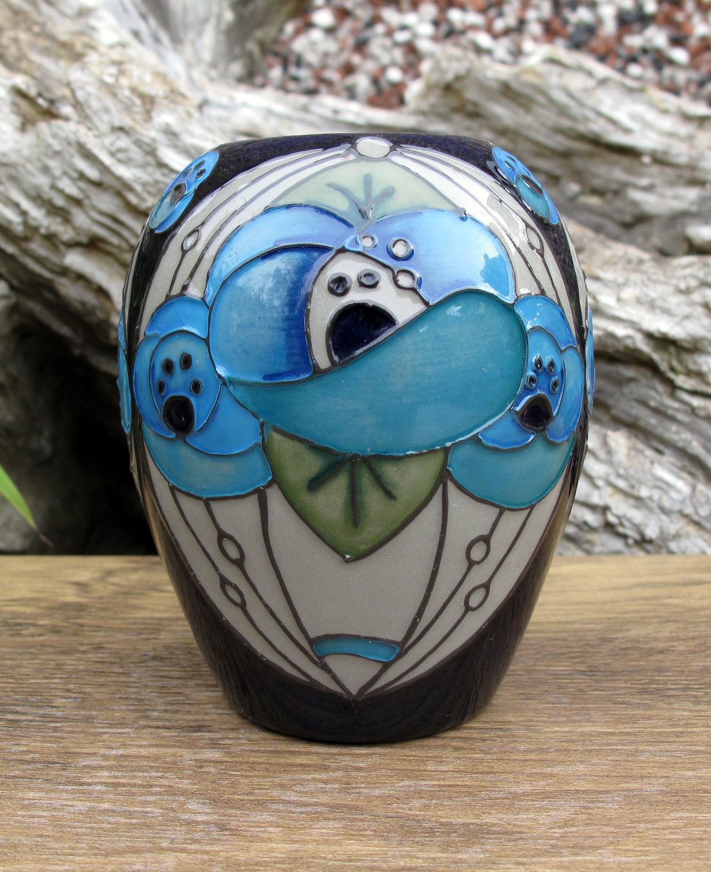 Moorcroft RENNIE ROSE BLUE Trial vase 102/3 RRP £225 Charles Rennie Mackintosh