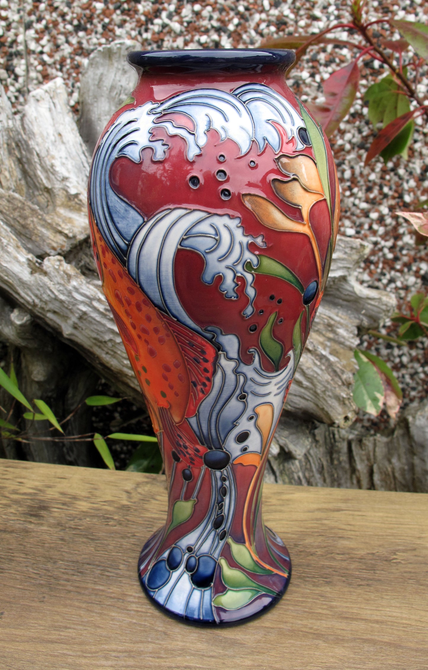 Moorcroft Very Rare FLAMBE RAINBOW TROUT 75/10 Vase Limited Edition 2/2 RRP £895