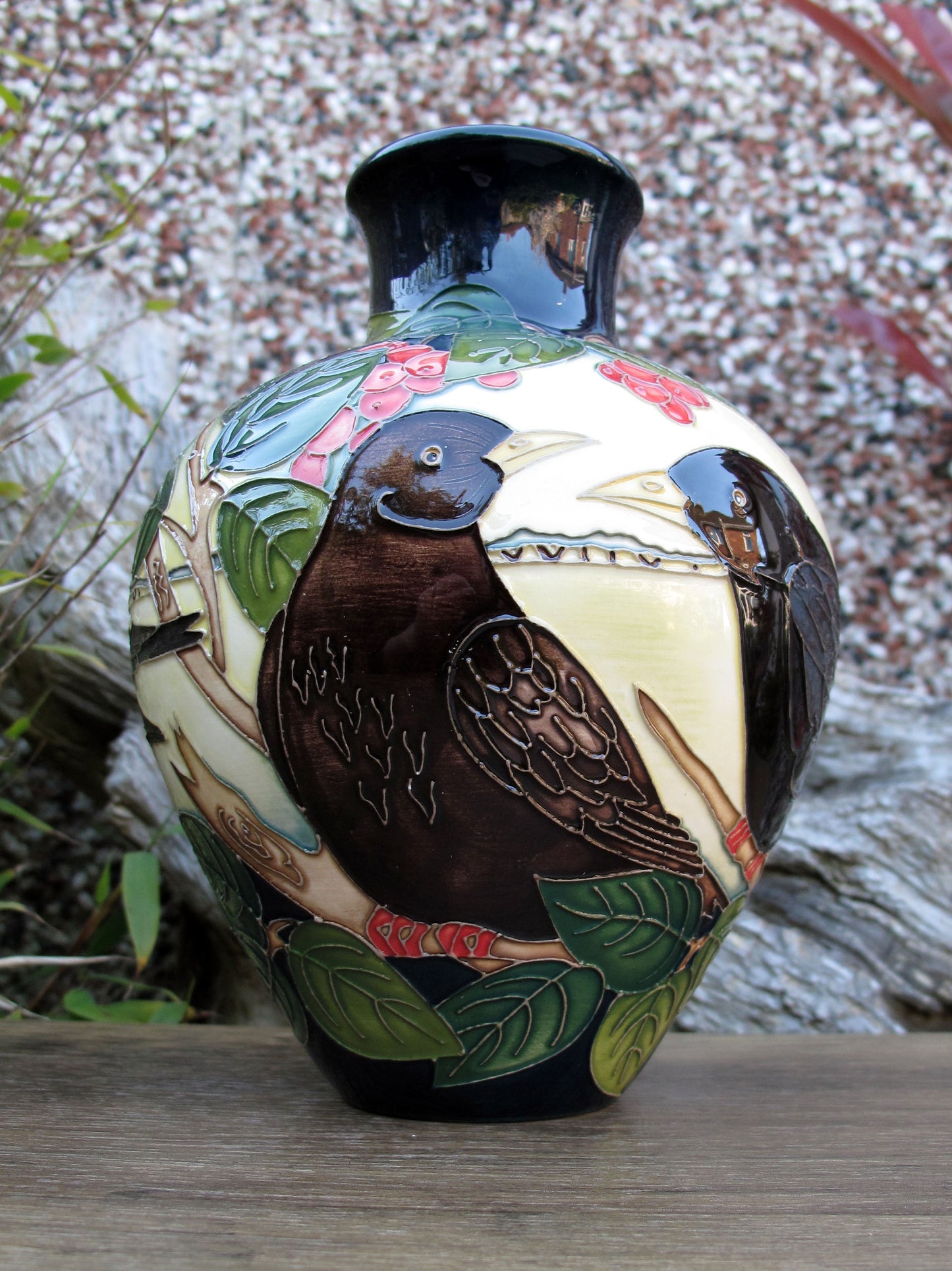 Moorcroft VERY RARE BLACKBIRD Vase 265/7 Trial Date 8.1.25 Retail Price £785