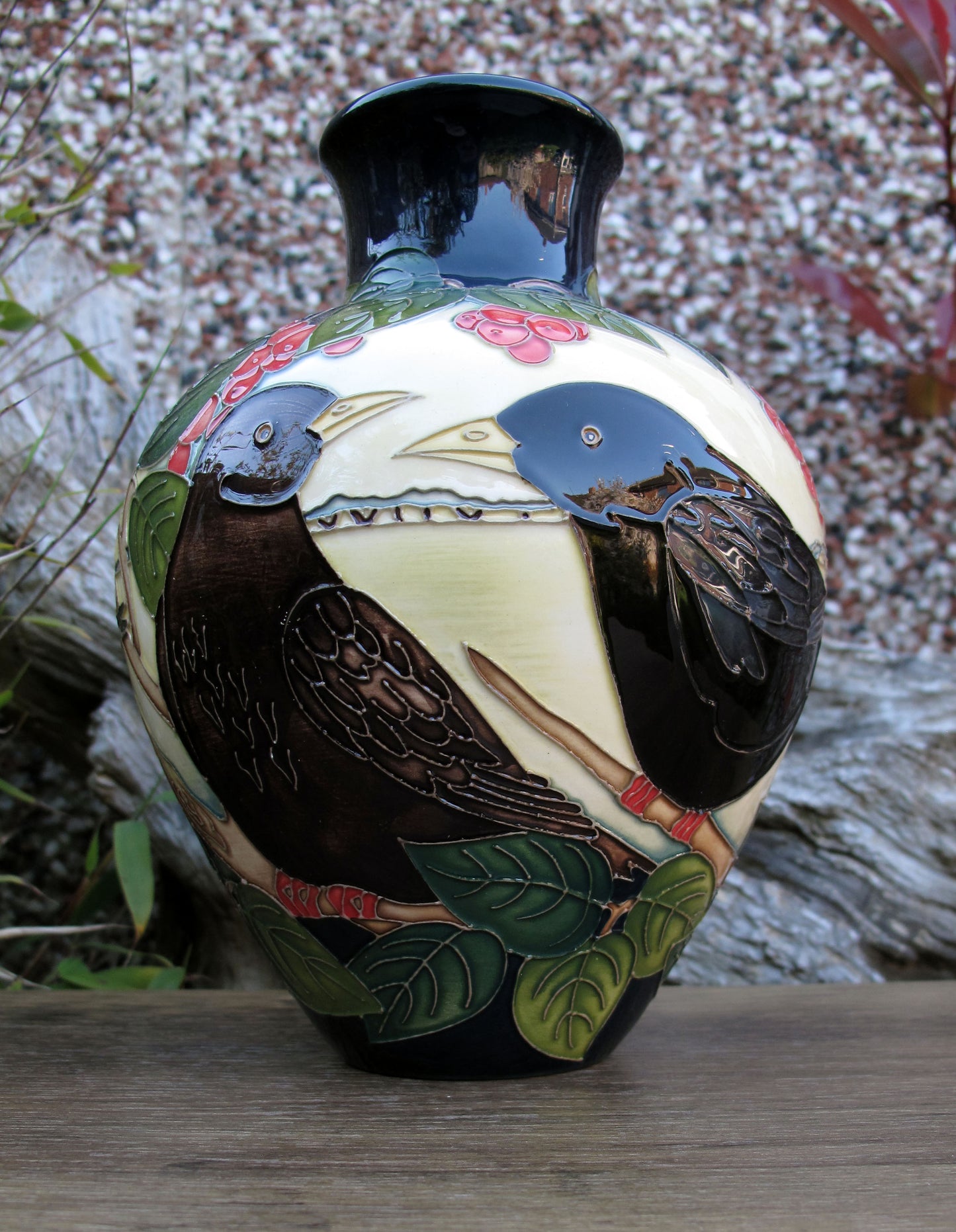 Moorcroft VERY RARE BLACKBIRD Vase 265/7 Trial Date 8.1.25 Retail Price £785
