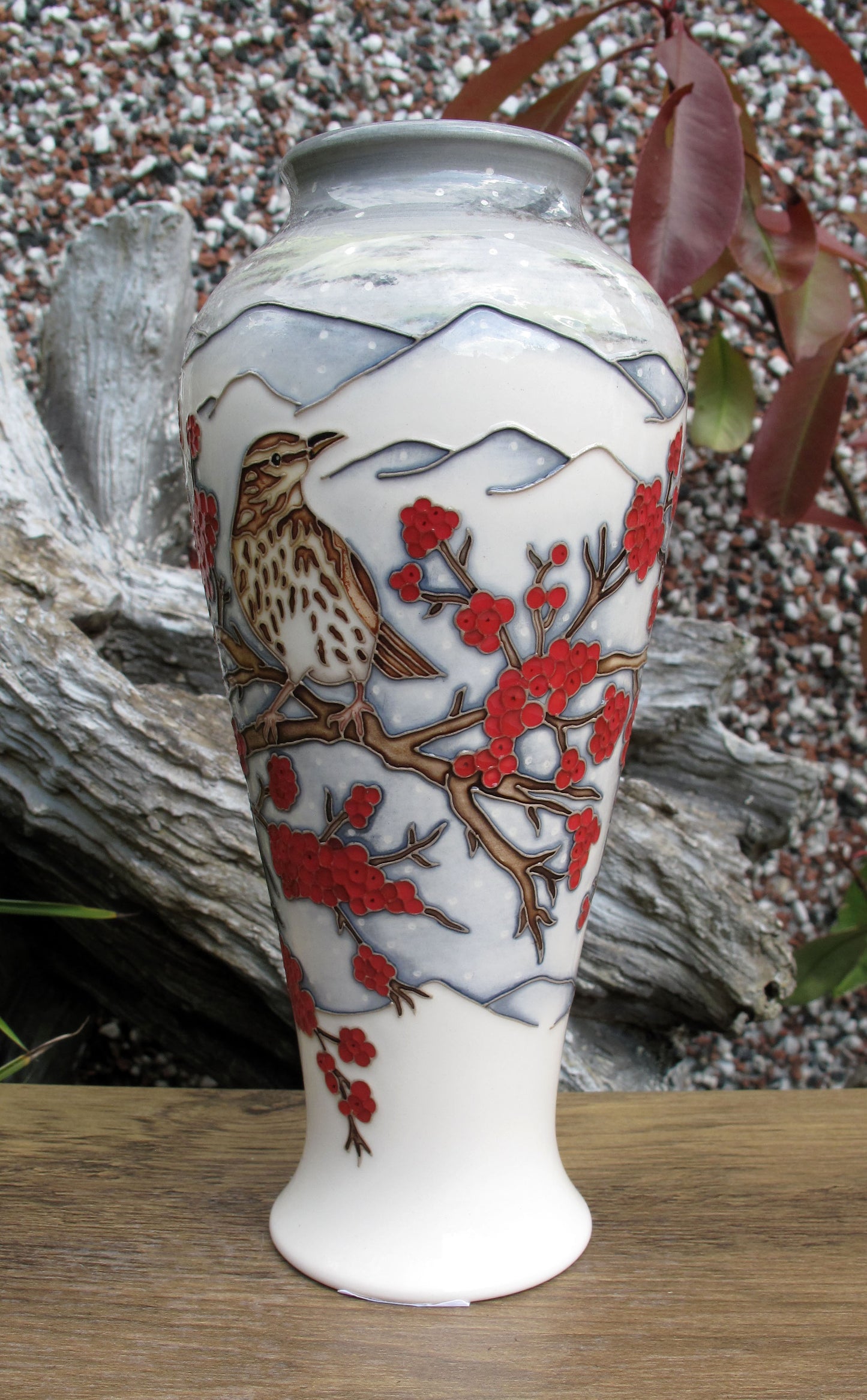 Moorcroft Very Rare REDWING Vase 122/8 Trial Date 7.3.25 Retail Price £980 BIRDS