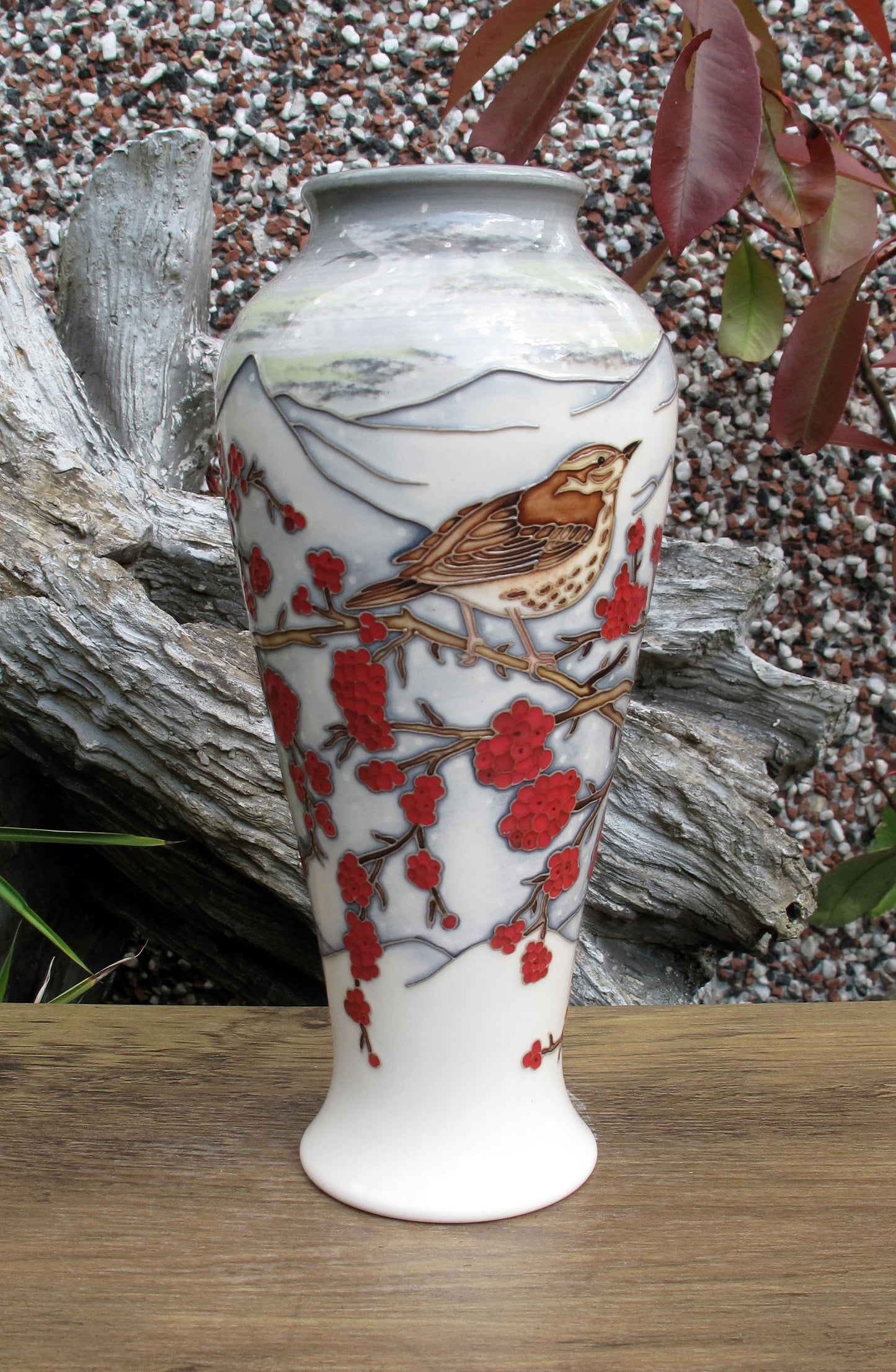 Moorcroft Very Rare REDWING Vase 122/8 Trial Date 7.3.25 Retail Price £980 BIRDS