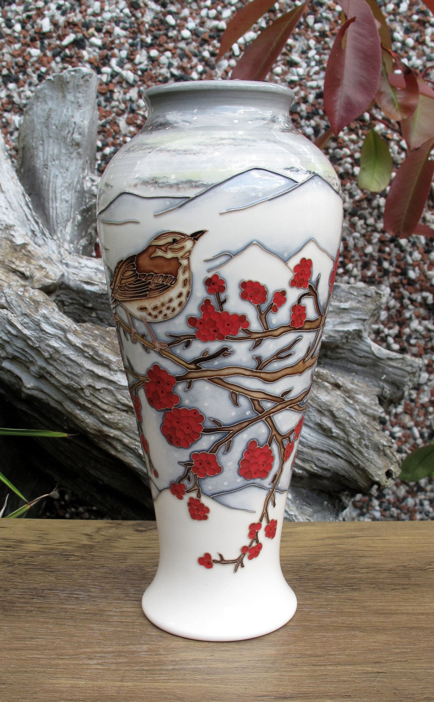 Moorcroft Very Rare REDWING Vase 122/8 Trial Date 7.3.25 Retail Price £980 BIRDS
