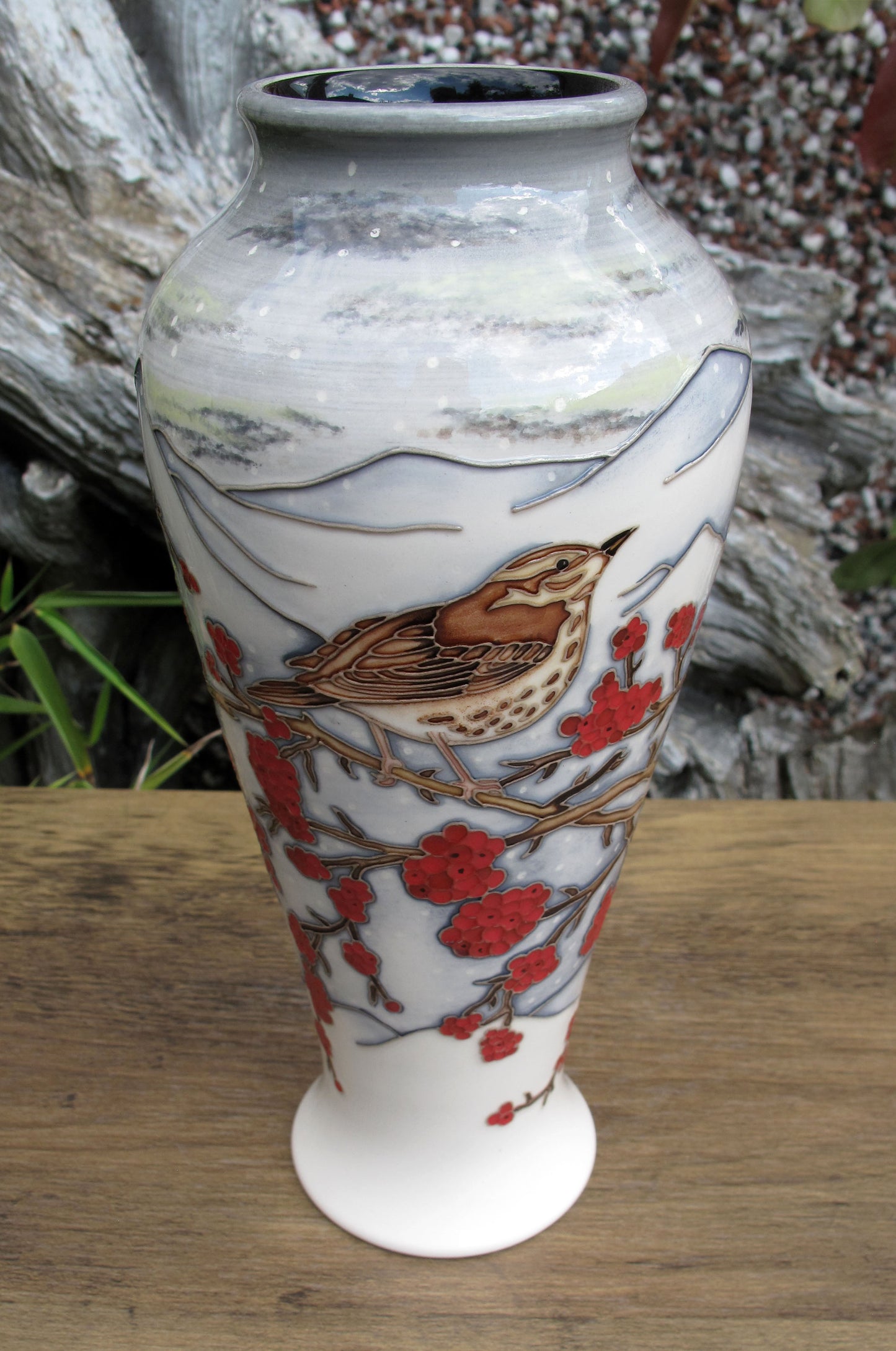 Moorcroft Very Rare REDWING Vase 122/8 Trial Date 7.3.25 Retail Price £980 BIRDS