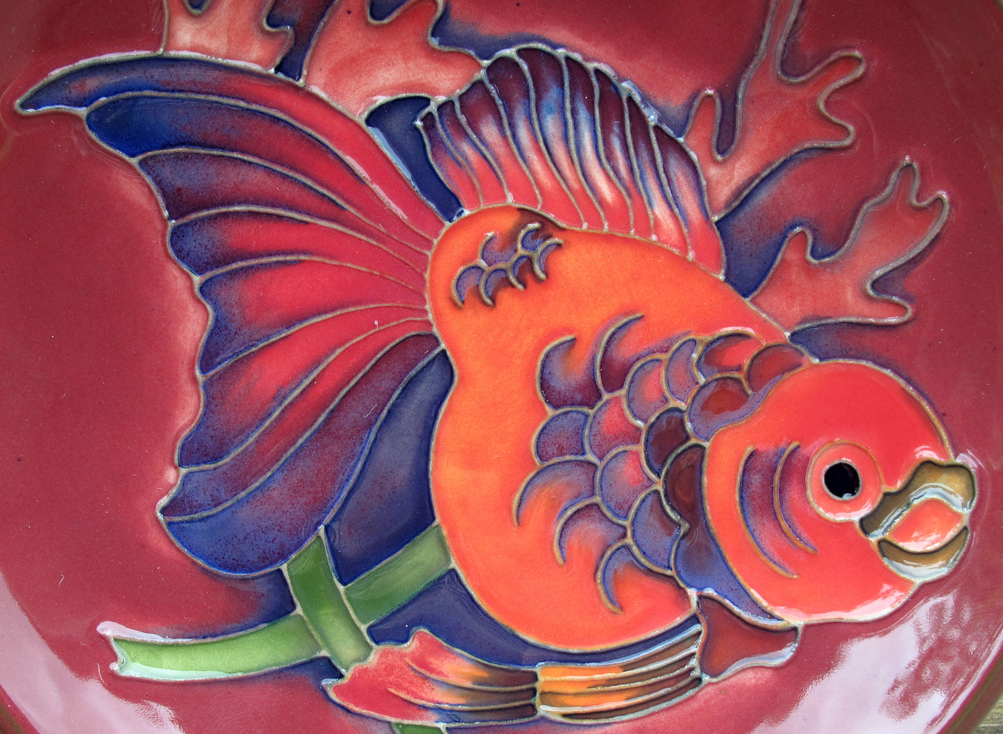 Moorcroft Exquisite Rare FLAMBE FISH 780/4 Tray Coaster Retail Price £230
