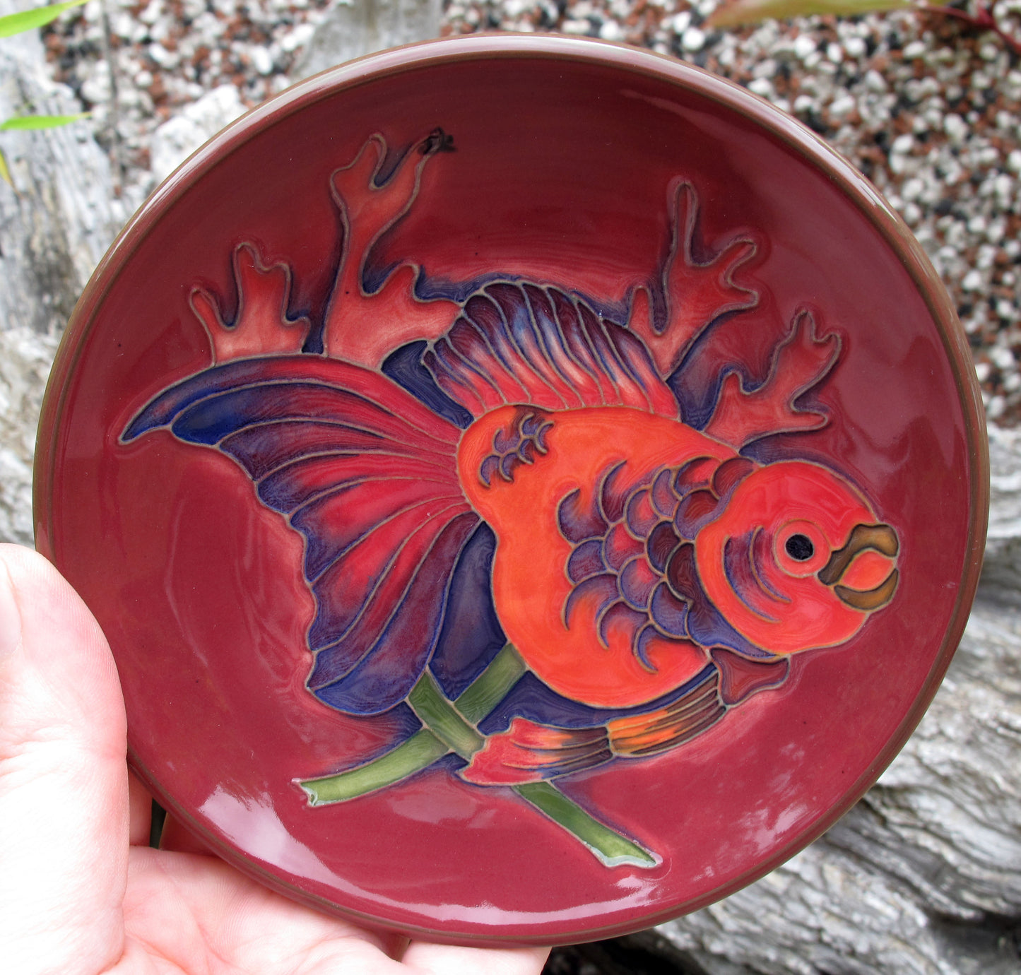 Moorcroft Exquisite Rare FLAMBE FISH 780/4 Tray Coaster Retail Price £230
