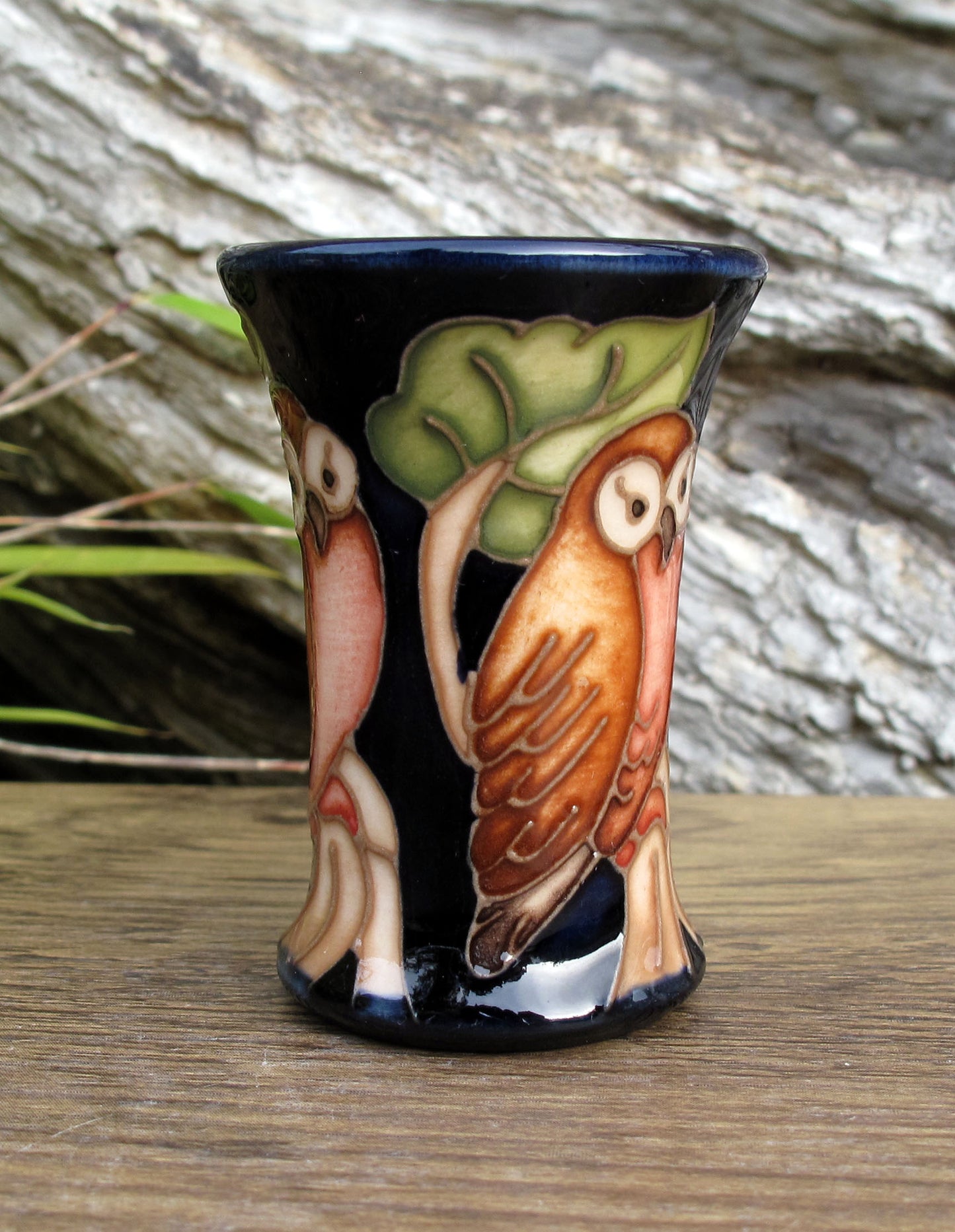 Moorcroft Exquisite Miniature THE OWL 158/2 Vase Retail Price £174 C.F.A Voysey