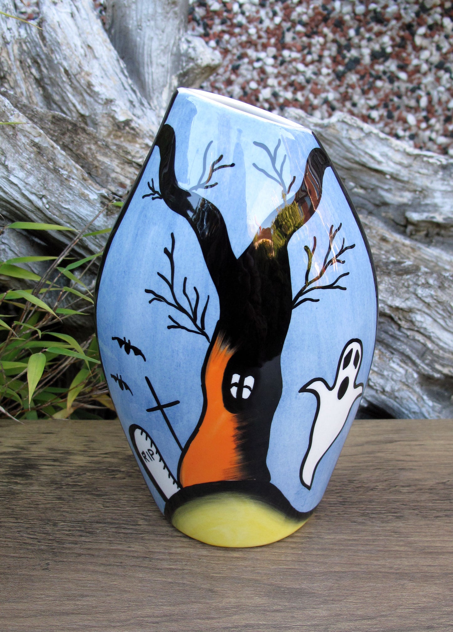 Lorna Bailey SPOOKY GRAVEYARD OVAL VASE OCT 2004 ( Ref. New Millennium Page 46 )