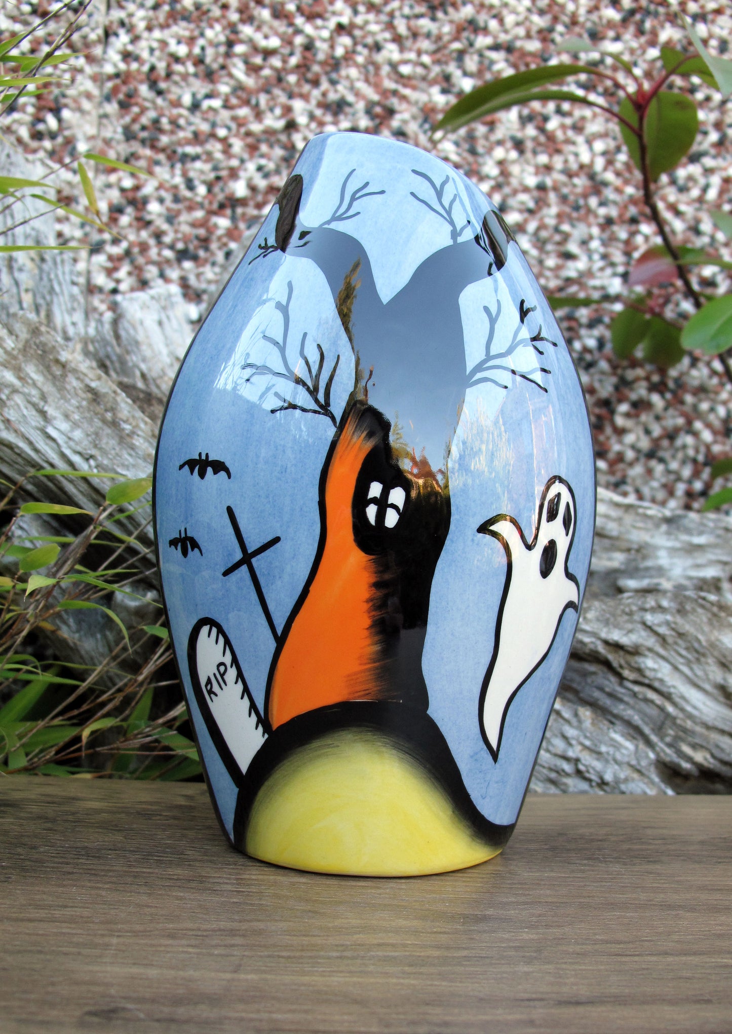 Lorna Bailey SPOOKY GRAVEYARD OVAL VASE OCT 2004 ( Ref. New Millennium Page 46 )