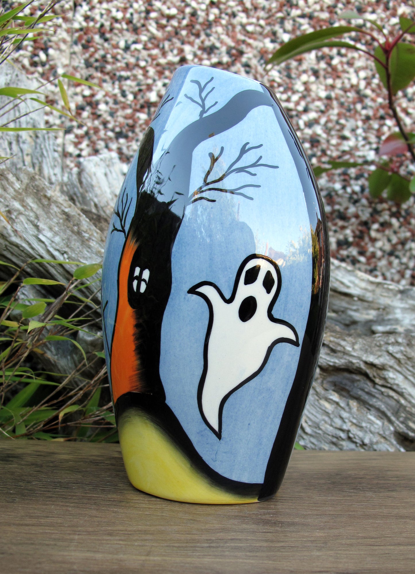 Lorna Bailey SPOOKY GRAVEYARD OVAL VASE OCT 2004 ( Ref. New Millennium Page 46 )