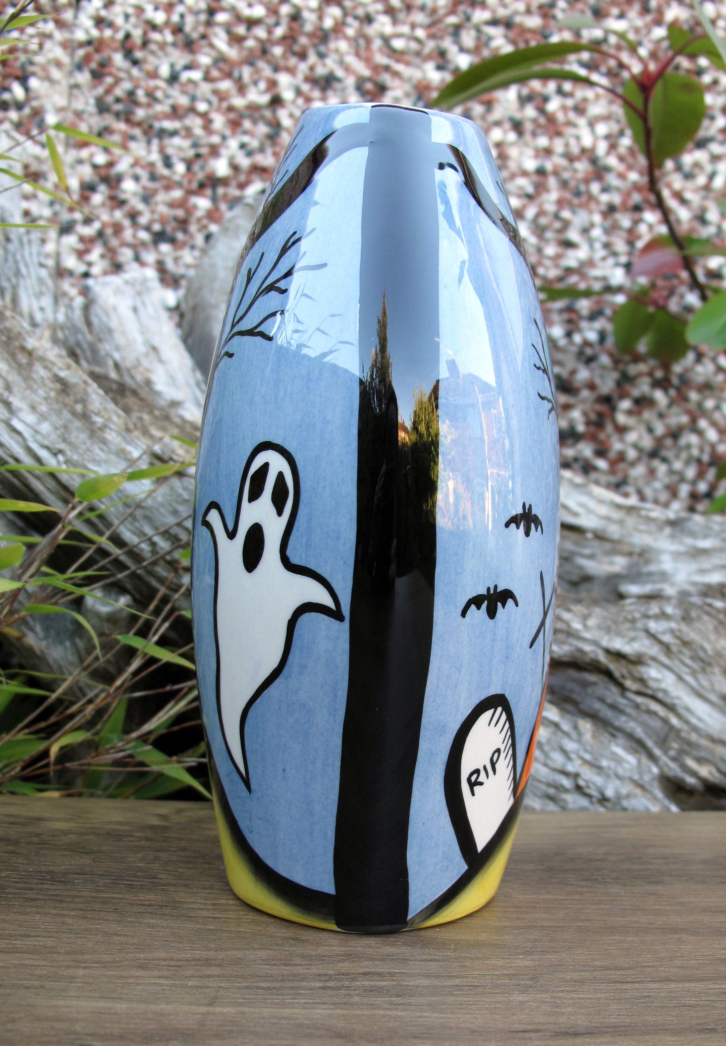 Lorna Bailey SPOOKY GRAVEYARD OVAL VASE OCT 2004 ( Ref. New Millennium Page 46 )