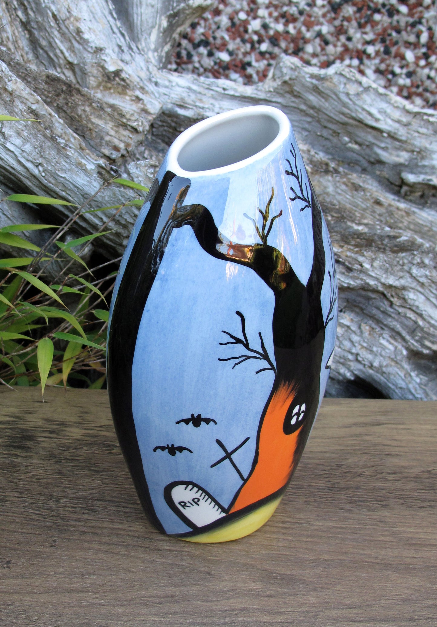 Lorna Bailey SPOOKY GRAVEYARD OVAL VASE OCT 2004 ( Ref. New Millennium Page 46 )