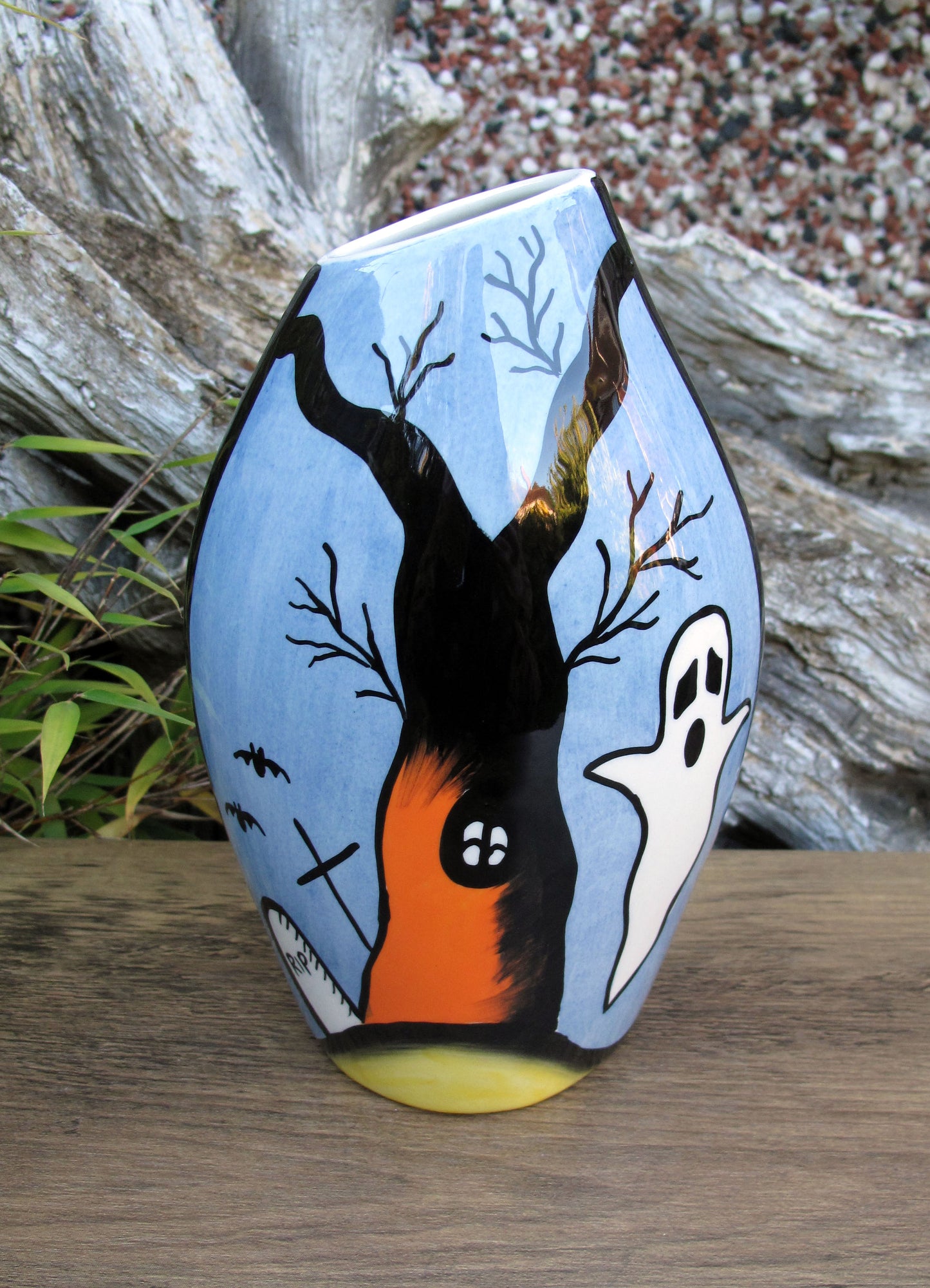 Lorna Bailey SPOOKY GRAVEYARD OVAL VASE OCT 2004 ( Ref. New Millennium Page 46 )