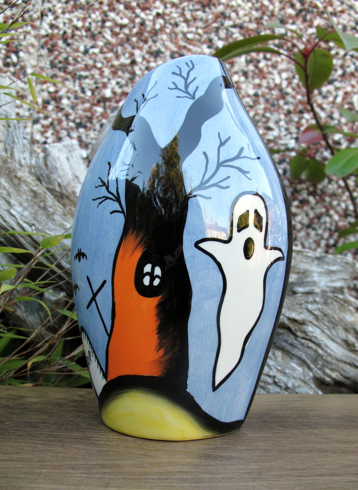Lorna Bailey SPOOKY GRAVEYARD OVAL VASE OCT 2004 ( Ref. New Millennium Page 46 )
