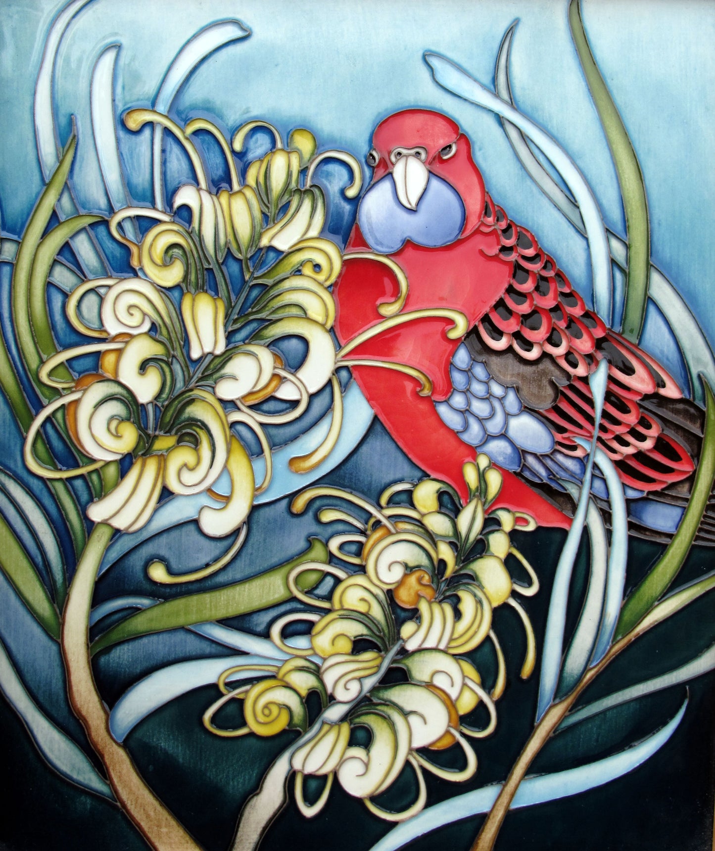 Moorcroft Very Rare CRIMSON ROSELLA Trial 19.1.22 Plaque PLQ8 Retail Price £835