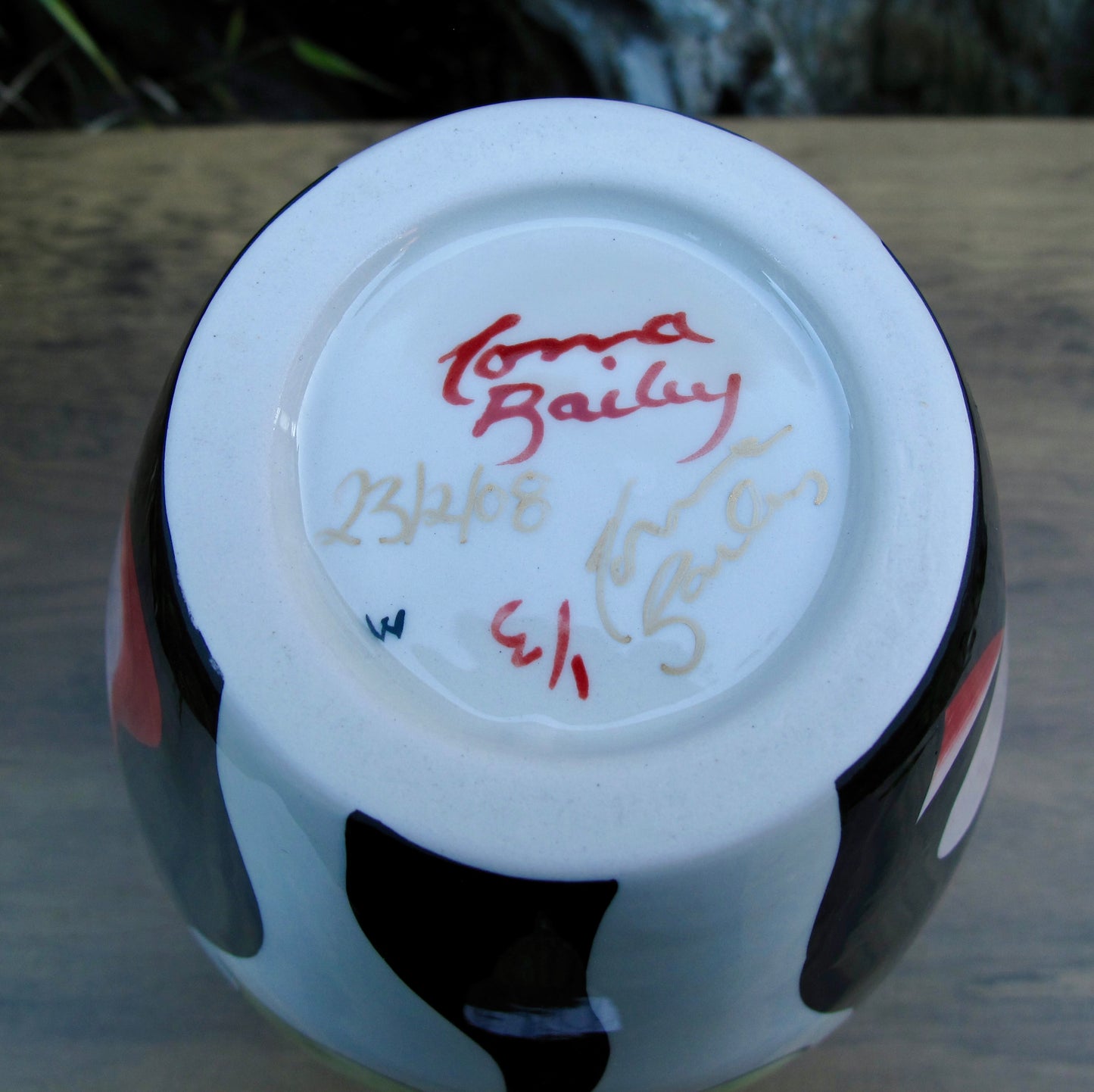 Lorna Bailey Rare BULBOUS Vase Limited Edition 1/3 Open Day 23/2/08 Gold Signed