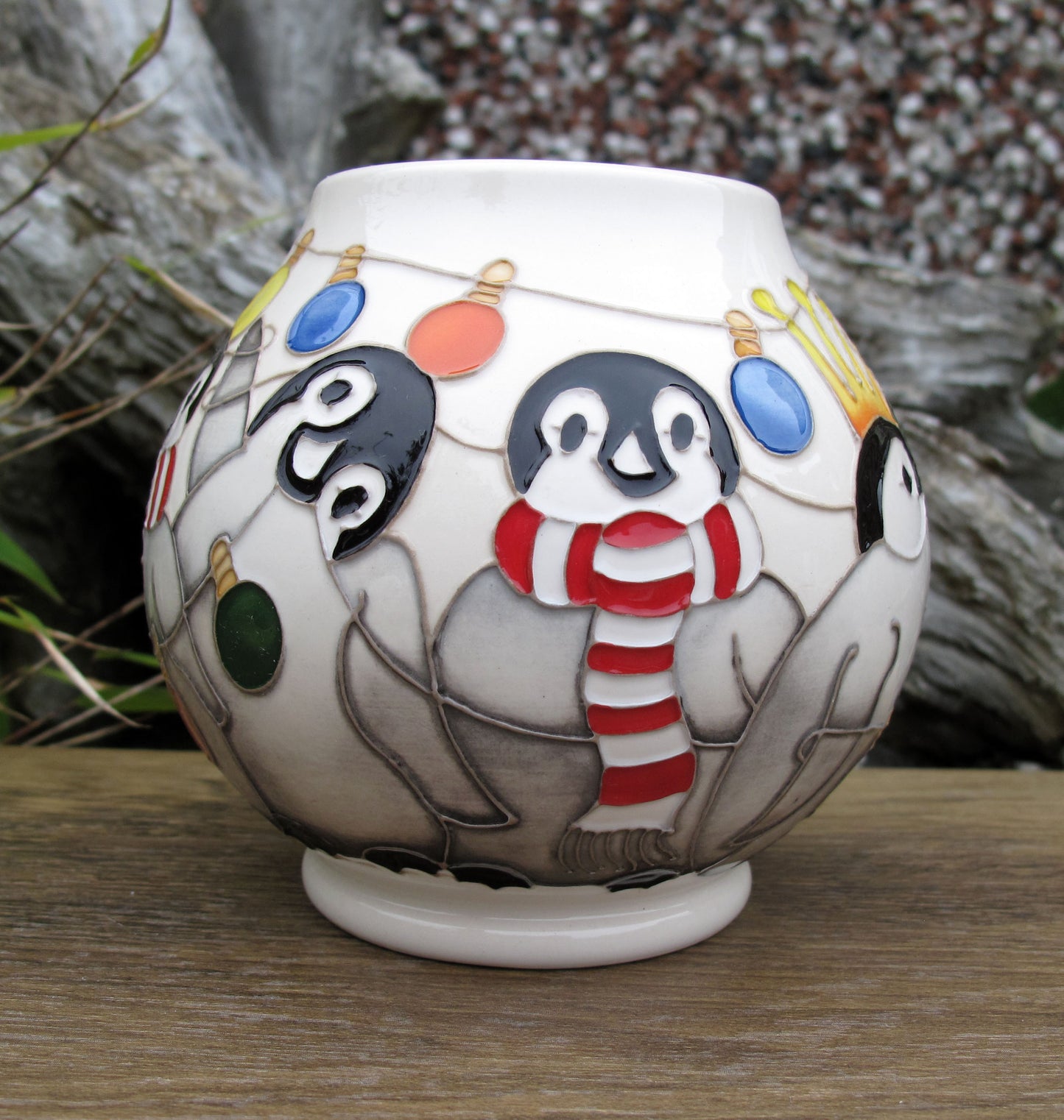 Moorcroft Exquisite THE PARTY Vase RM2/4 Retail Price £490 Christmas Penguins