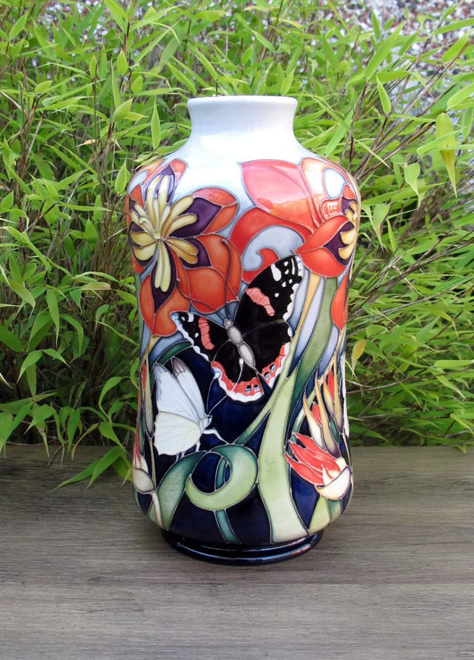 Moorcroft FIRE BLOOM 98/8 Vase Trial Dated 8.2.23 Retail Price £940 Butterflies