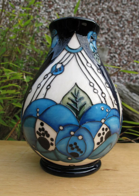 Moorcroft RENNIE ROSE BLUE Vase 7/5 Trial 29.11.19 Retail Price £375 Mackintosh