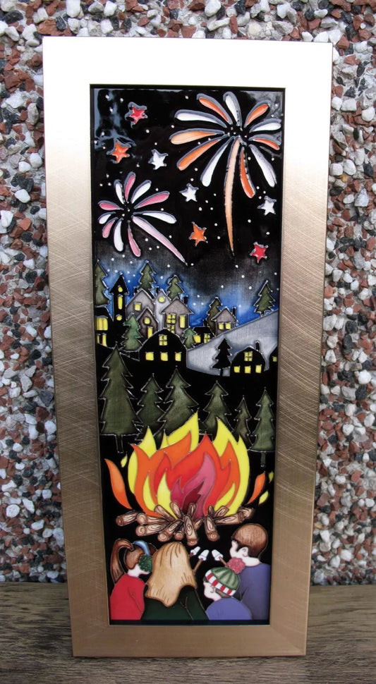 Moorcroft CRACKING FIRE Plaque PLQ3 Numbered Edition 50. RRP £535 Fireworks