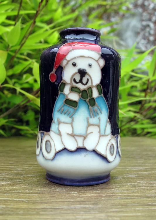 Moorcroft ARCTIC PARTY Miniature vase 98/2  Retail Price £224 Christmas Bear