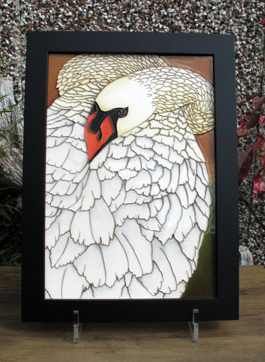 Moorcroft VERY RARE WHITE SWAN Plaque PLQ13 Trial 25.2.25 Retail Price £795