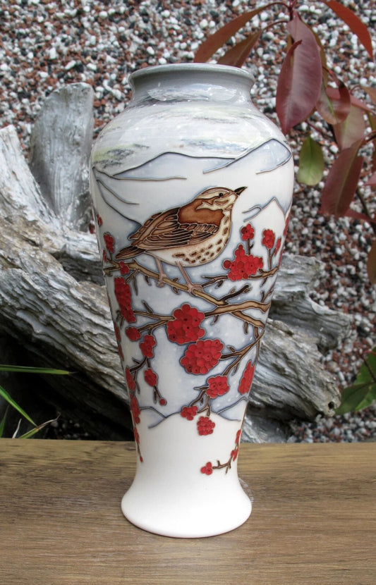 Moorcroft Very Rare REDWING Vase 122/8 Trial Date 7.3.25 Retail Price £980 BIRDS