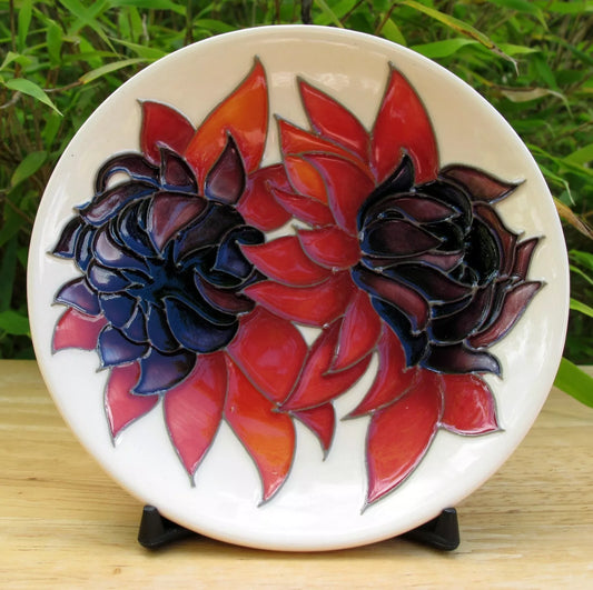 Moorcroft  RUBY RED Tray 780/4 Retail Price £150 Chrysanthemum  Emma Bossons