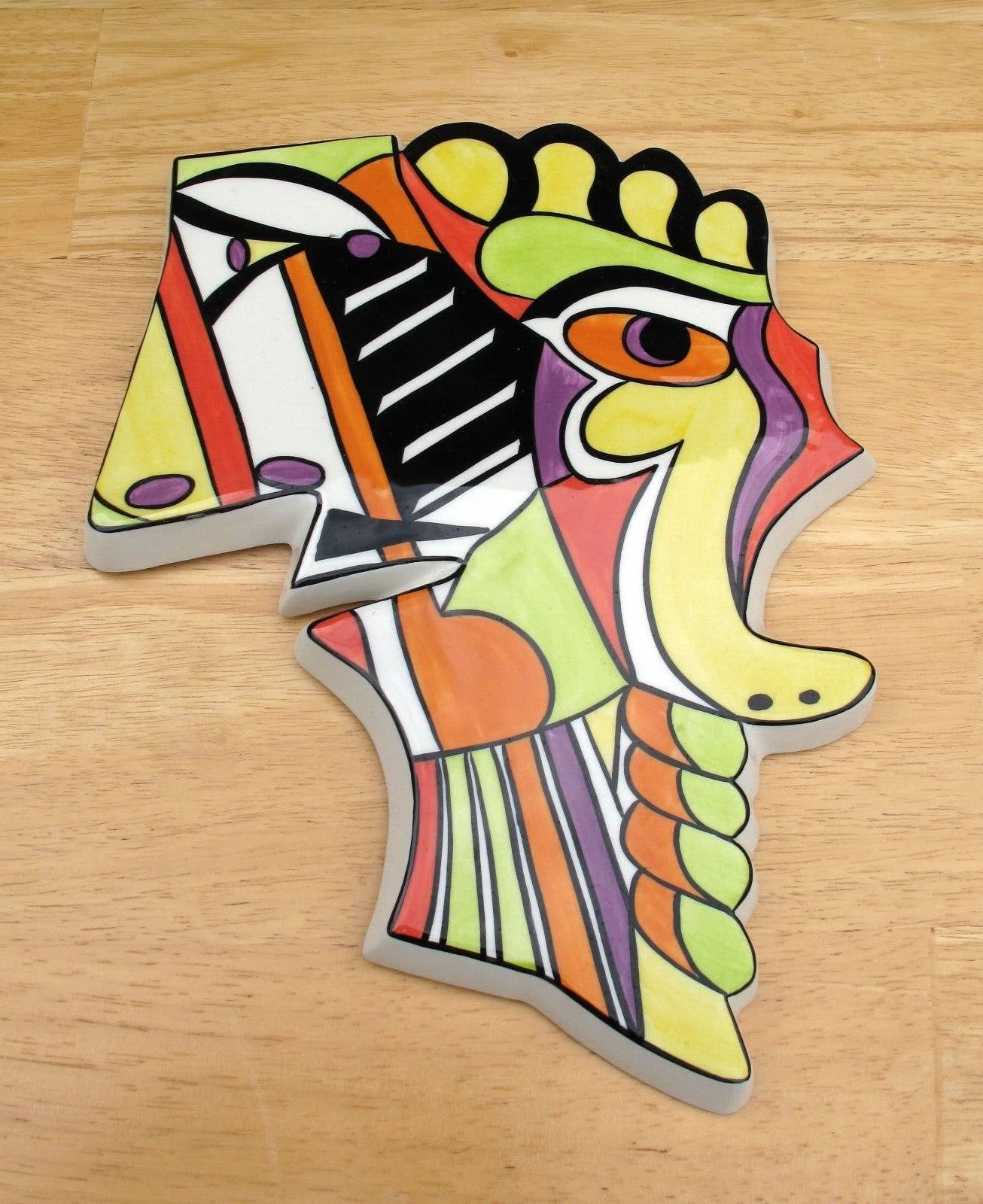 Lorna Bailey Exquisite PROTOTYPE TWO FACED WALL MASK Dated 2.5.01 Picasso Plaque