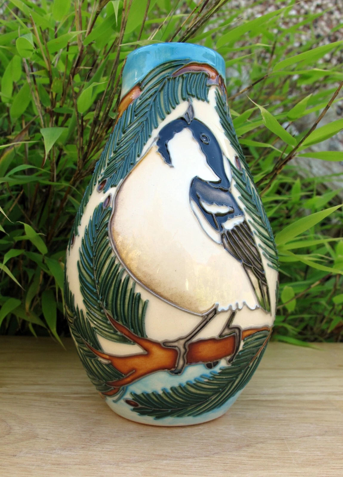 Moorcroft COAL TITS Bird Vase Shape 117/5 Numbered Edition 85. Retail Price £315