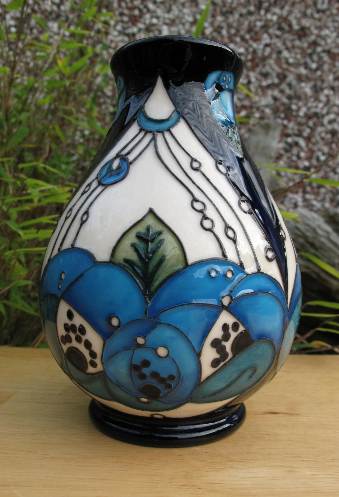 Moorcroft RENNIE ROSE BLUE Vase 7/5 Trial 29.11.19 Retail Price £375 Mackintosh