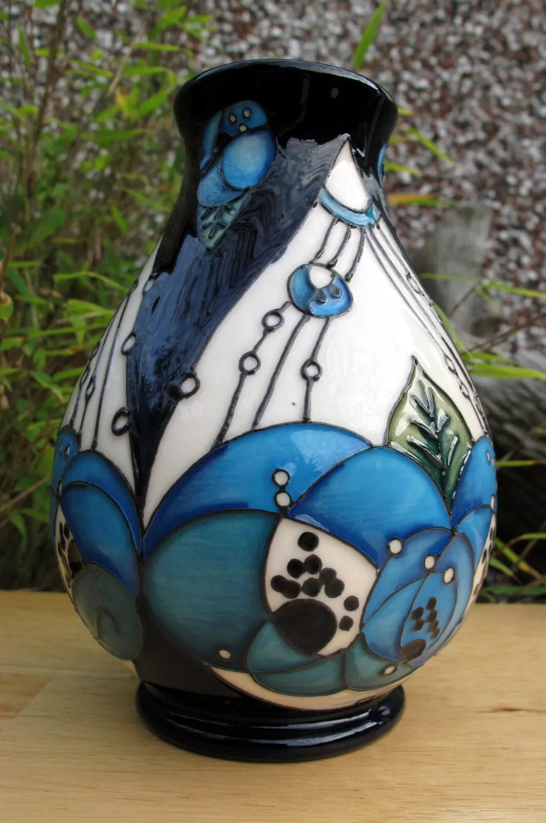 Moorcroft RENNIE ROSE BLUE Vase 7/5 Trial 29.11.19 Retail Price £375 Mackintosh