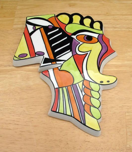 Lorna Bailey Exquisite PROTOTYPE TWO FACED WALL MASK Dated 2.5.01 Picasso Plaque
