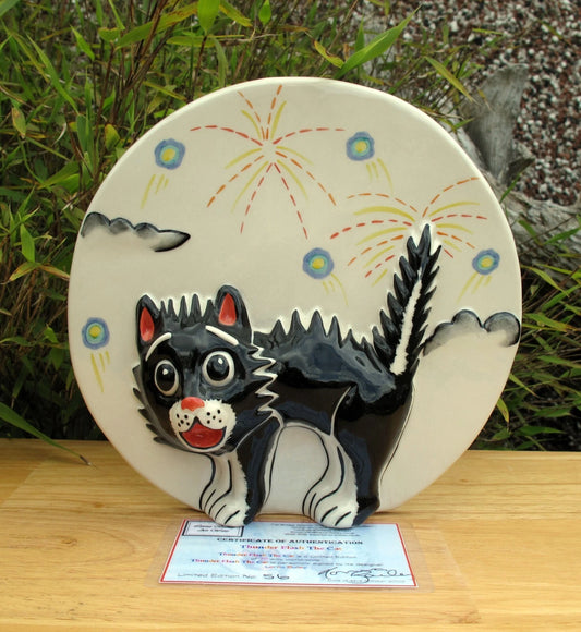 Lorna Bailey THUNDER FLASH Cat Plaque Limited Edition 56/75  Oct 03 Certificate
