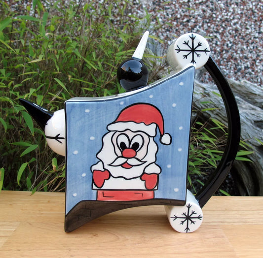 Lorna Bailey CHRISTMAS EVE CONCAVE TEAPOT Nov 2004 Santa ( Ref. New Millennium )