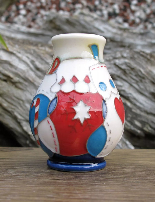 Moorcroft CHRISTMAS STOCKING Miniature Vase 7/2 Retail Price £140 Emma Bossons