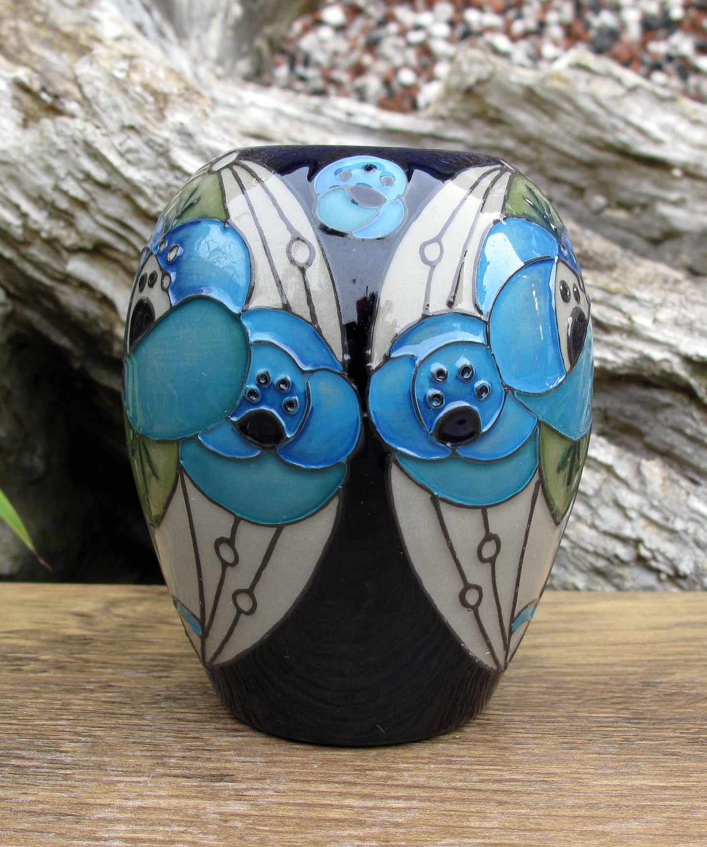 Moorcroft RENNIE ROSE BLUE Trial vase 102/3 RRP £225 Charles Rennie Mackintosh
