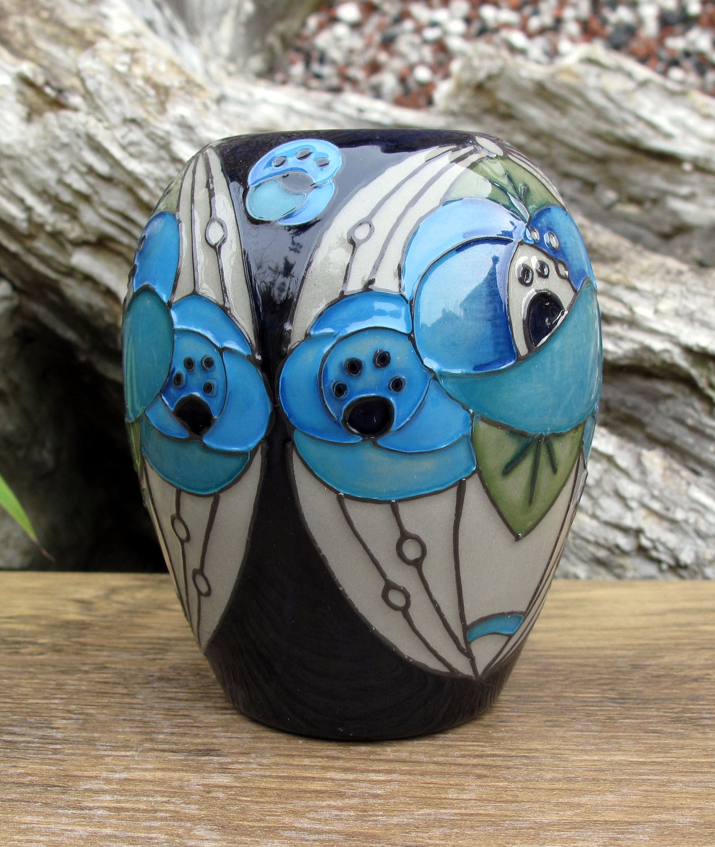 Moorcroft RENNIE ROSE BLUE Trial vase 102/3 RRP £225 Charles Rennie Mackintosh