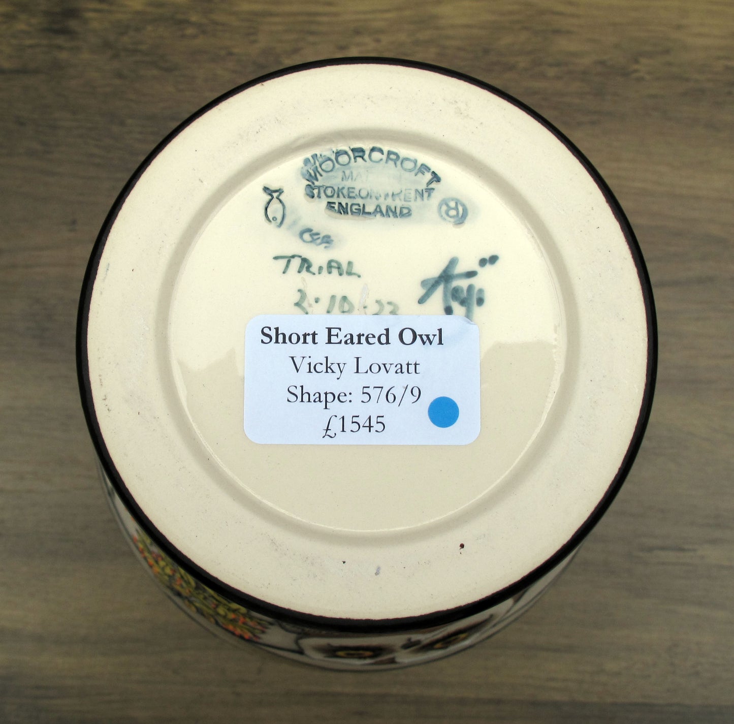 Moorcroft VERY RARE SHORT EARED OWL Vase 576/9 Trial 2.10.23 Retail Price £1545