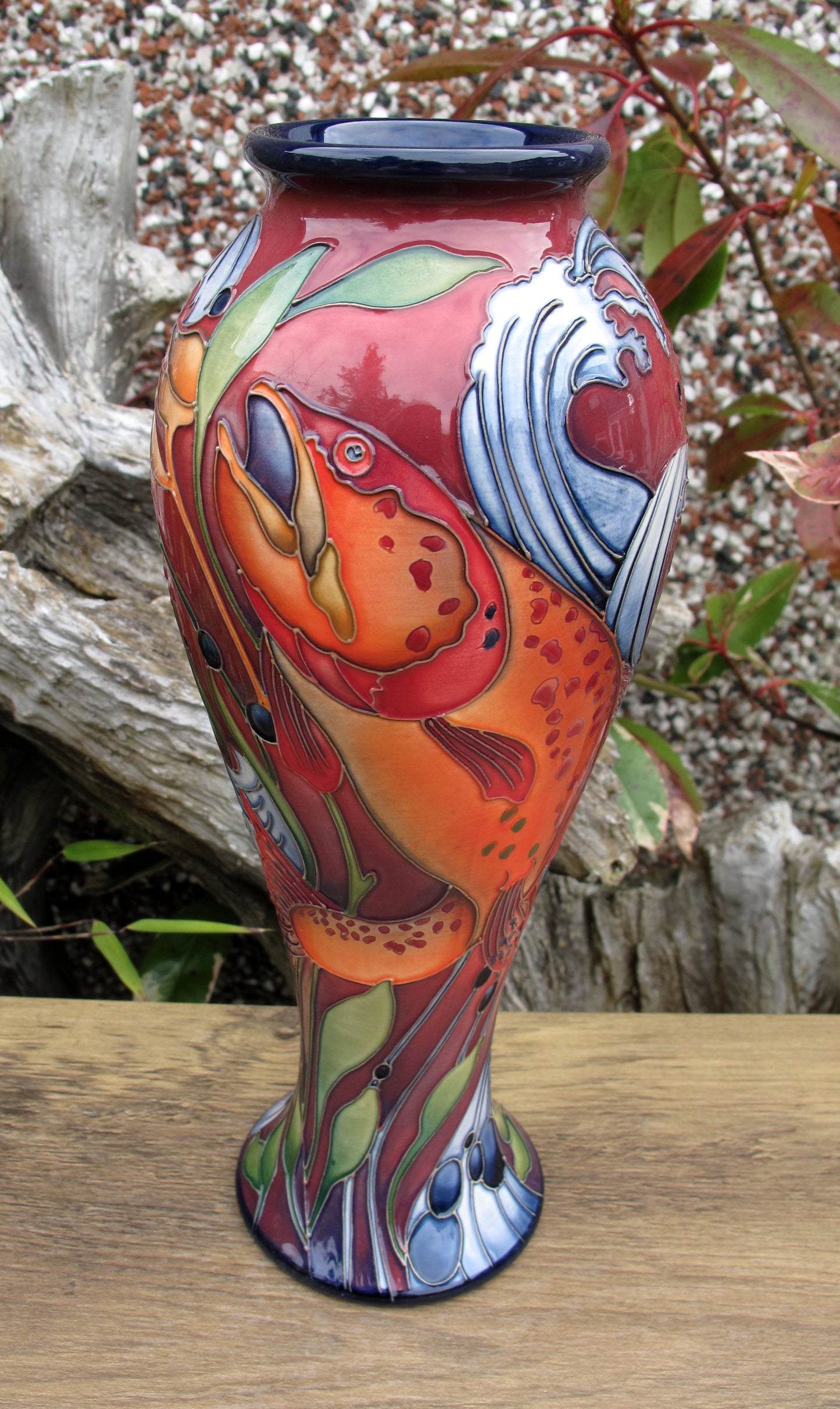 Moorcroft Very Rare FLAMBE RAINBOW TROUT 75/10 Vase Limited Edition 2/2 RRP £895
