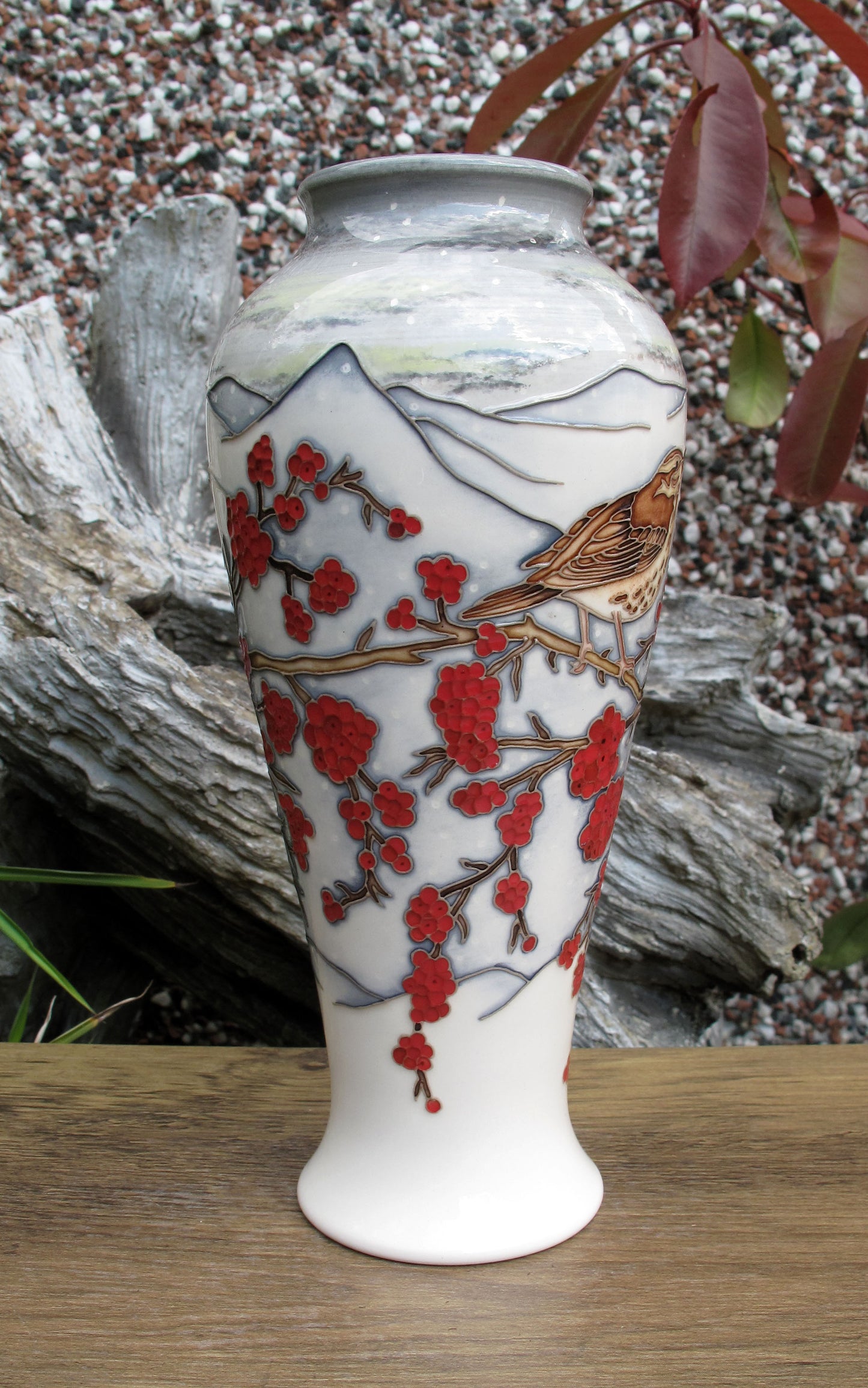 Moorcroft Very Rare REDWING Vase 122/8 Trial Date 7.3.25 Retail Price £980 BIRDS