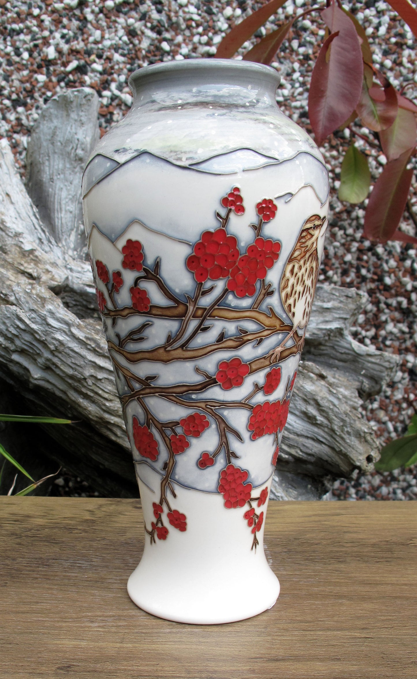 Moorcroft Very Rare REDWING Vase 122/8 Trial Date 7.3.25 Retail Price £980 BIRDS