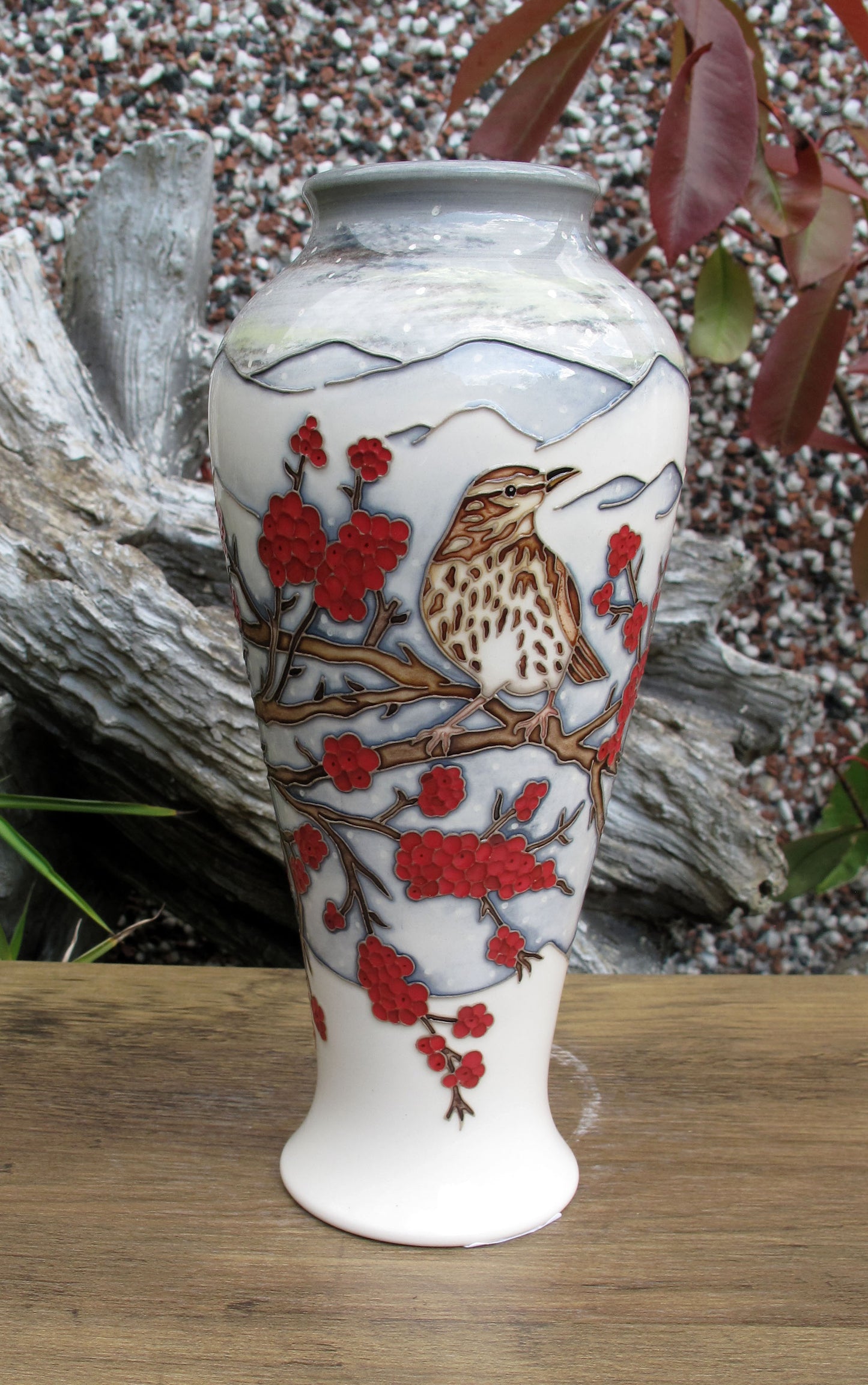 Moorcroft Very Rare REDWING Vase 122/8 Trial Date 7.3.25 Retail Price £980 BIRDS