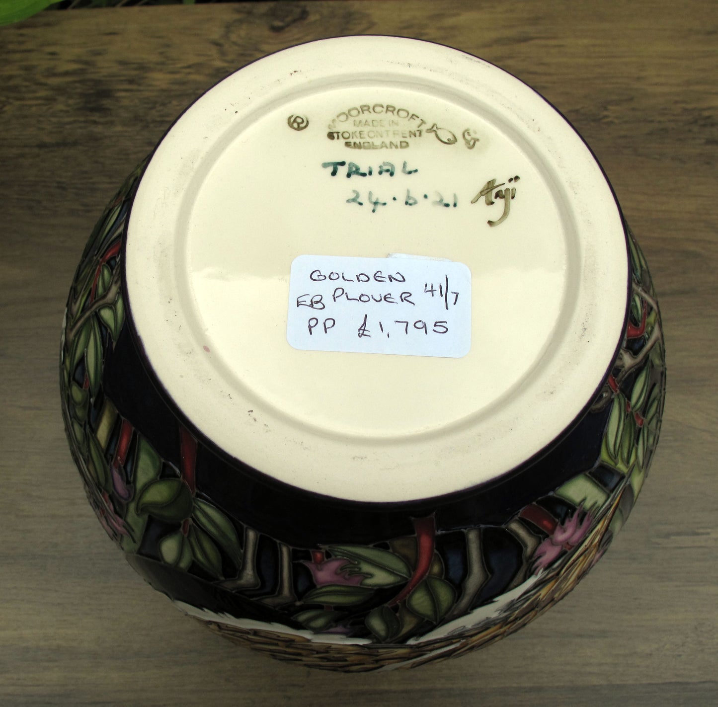 Moorcroft VERY RARE GOLDEN PLOVERS 41/7 Vase Trial 24.6.21 Retail Price £1795