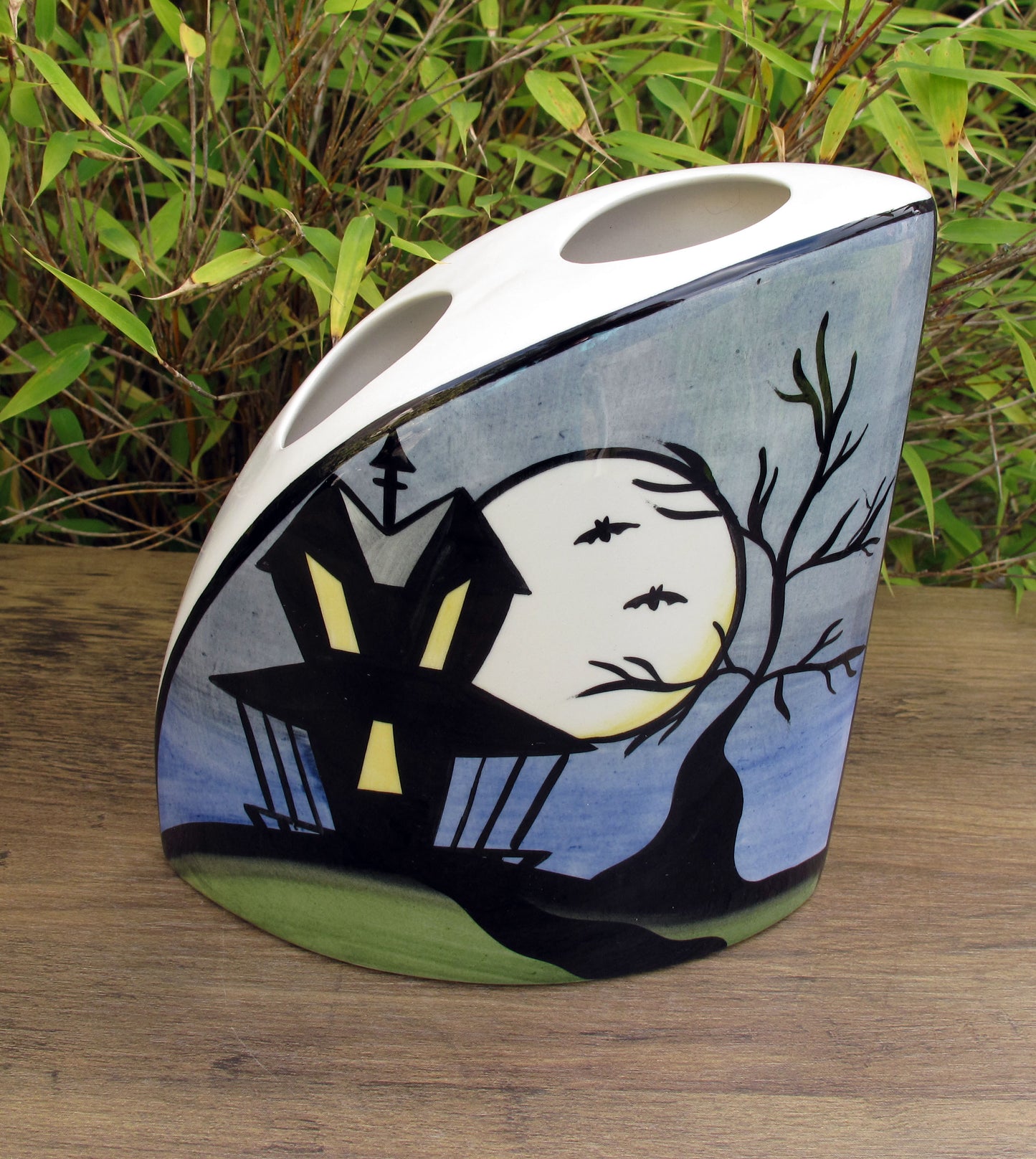 Lorna Bailey RARE PROTOTYPE HAUNTED HOUSE QUADRANT VASE OCTOBER 2003 Halloween