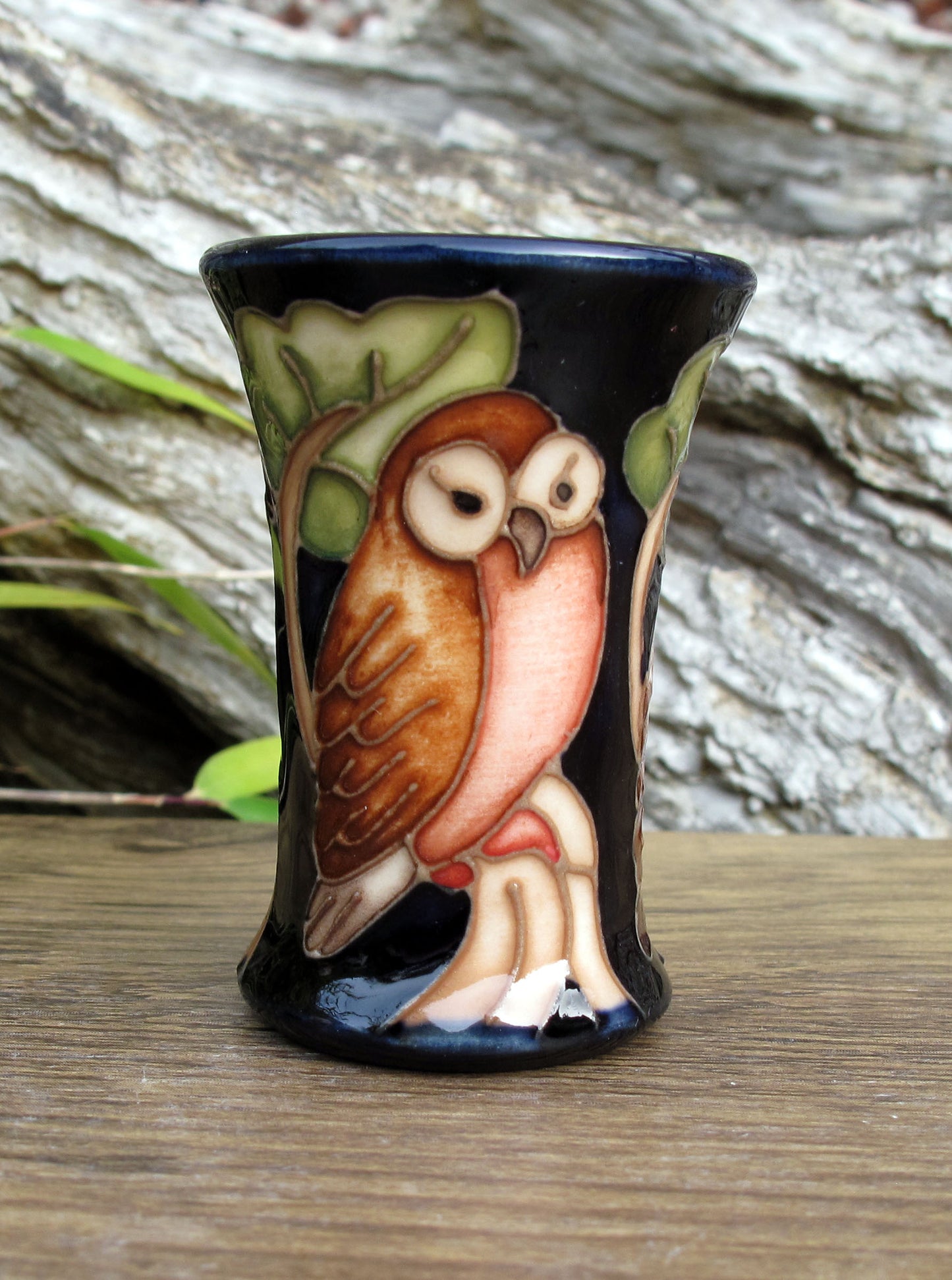 Moorcroft Exquisite Miniature THE OWL 158/2 Vase Retail Price £174 C.F.A Voysey