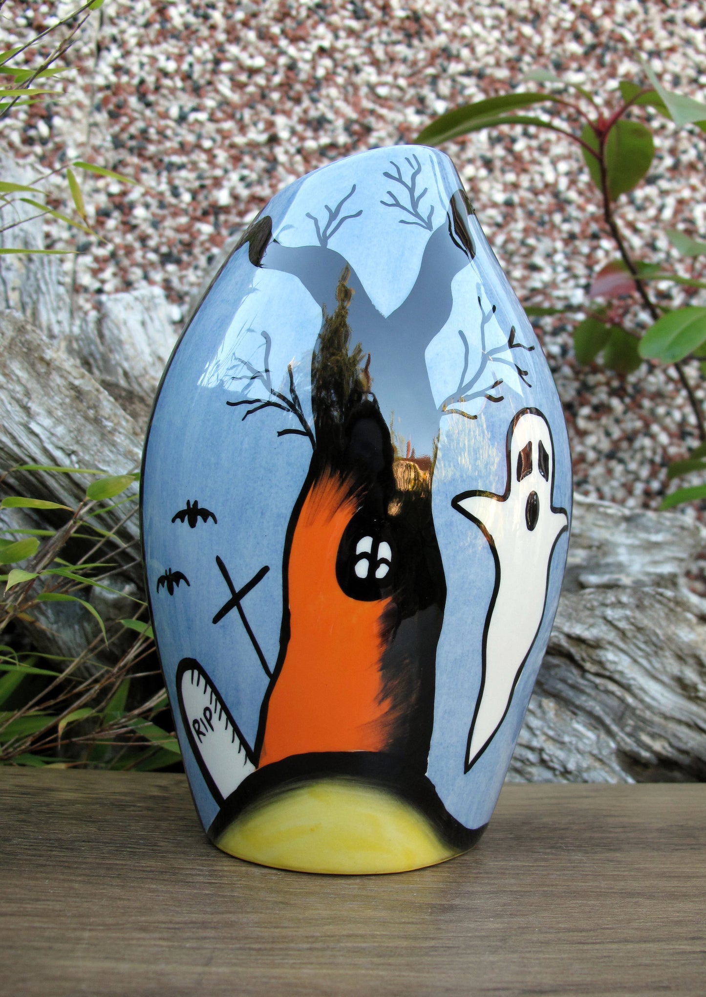 Lorna Bailey SPOOKY GRAVEYARD OVAL VASE OCT 2004 ( Ref. New Millennium Page 46 )