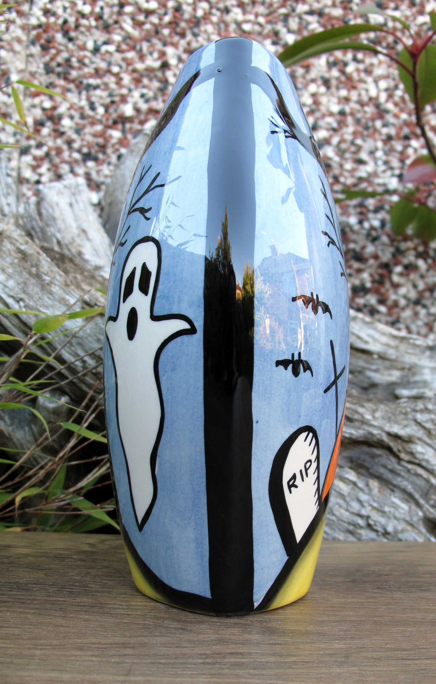 Lorna Bailey SPOOKY GRAVEYARD OVAL VASE OCT 2004 ( Ref. New Millennium Page 46 )