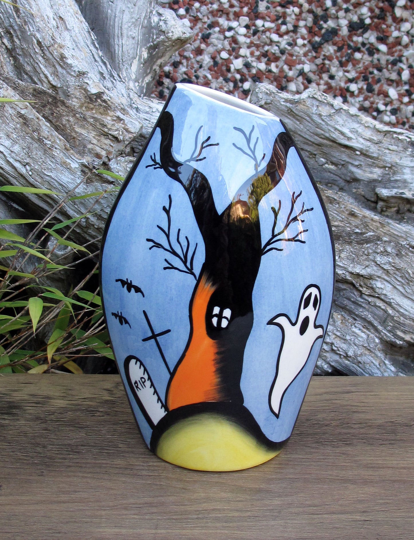 Lorna Bailey SPOOKY GRAVEYARD OVAL VASE OCT 2004 ( Ref. New Millennium Page 46 )