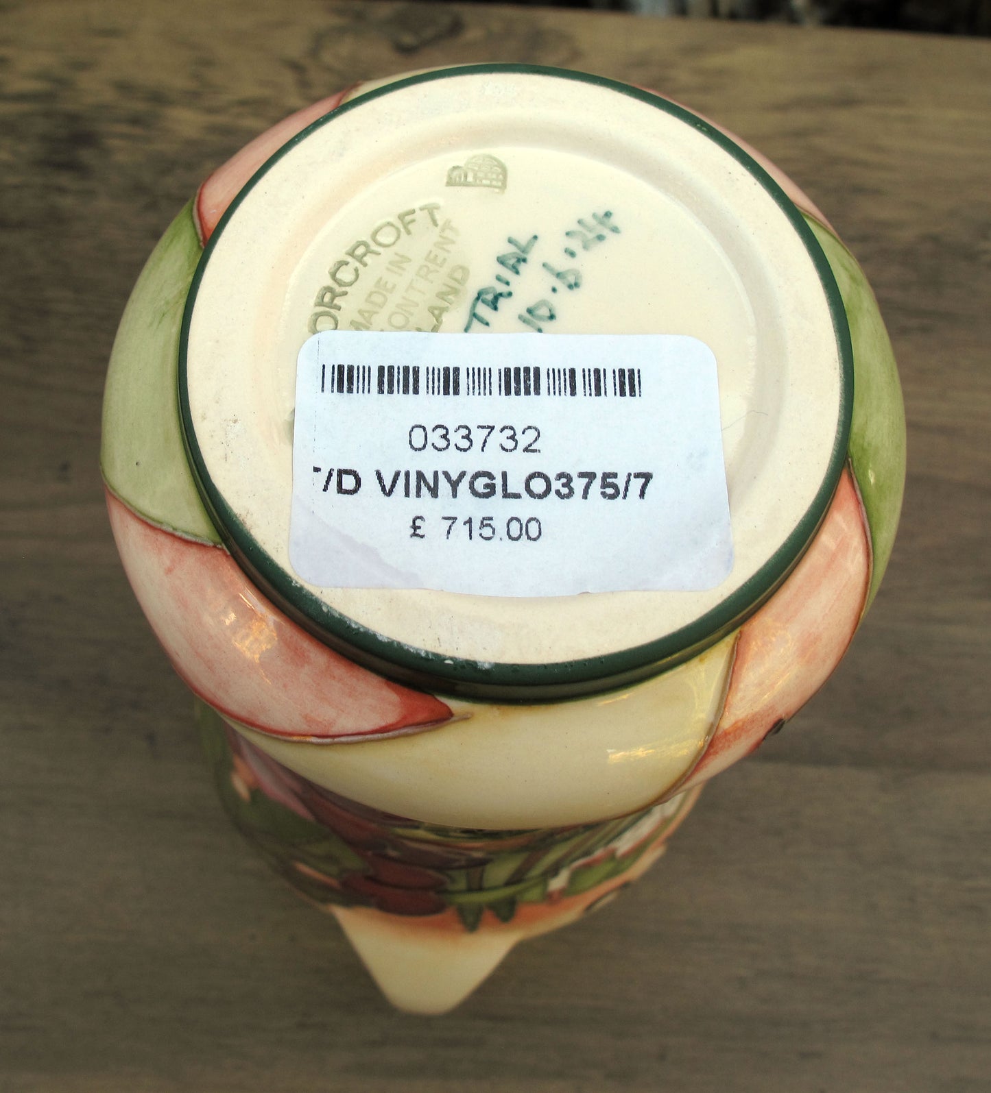 Share Moorcroft Rare VINEYARD GLORY Trial 10.6.24 Vase Shape 375/7 Retail Price £715